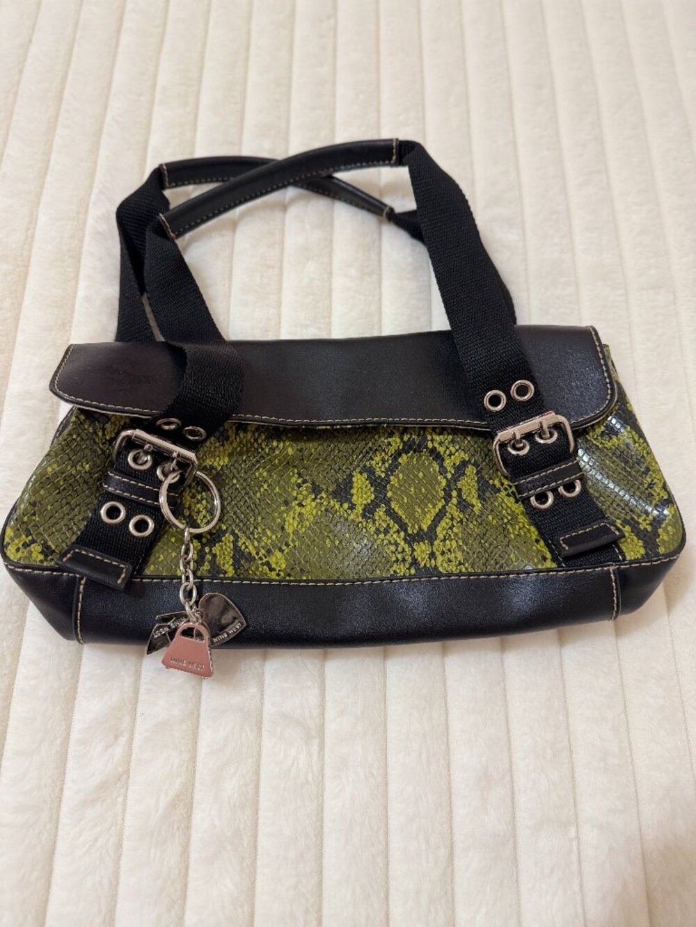 Nine West Y2K Green Snakeskin Shoulder Bag Purse